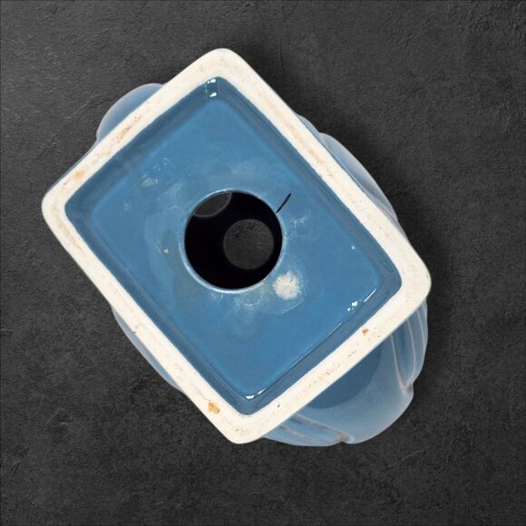 Vintage Blue & Silver Seashell Toothbrush Holder Nautical Bathroom Decor Ceramic - Picture 7 of 10